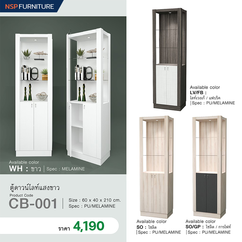 ตู้ดาวไลท์ LED 60 ซม. 2 บานเปิด รุ่น CB-001 - NSP Furniture