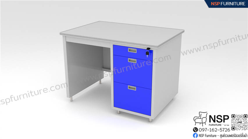 โต๊ะทำงานหน้าเหล็กปิดผิวด้วยลามิเนท รุ่น DL-35-3 - NSP Furniture