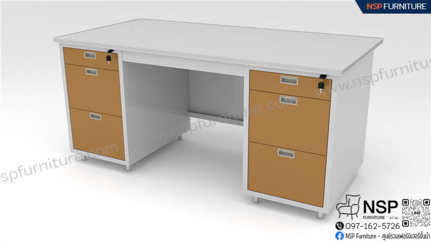 โต๊ะทำงานหน้าเหล็กปิดผิวด้วยลามิเนท รุ่น DL-52-33 - NSP Furniture